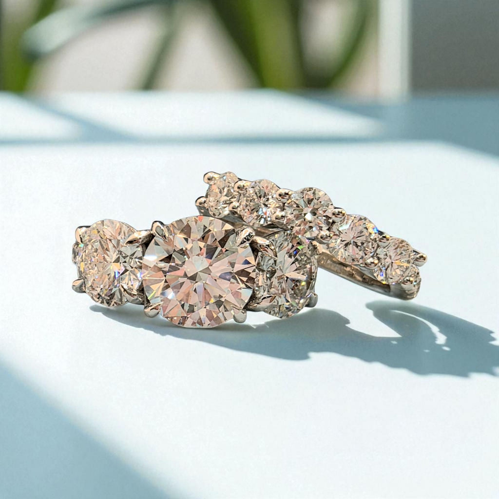 7.60 Ct D VS1 Lab Grown Diamond Ring With Matching Band IGI Certified 14k White