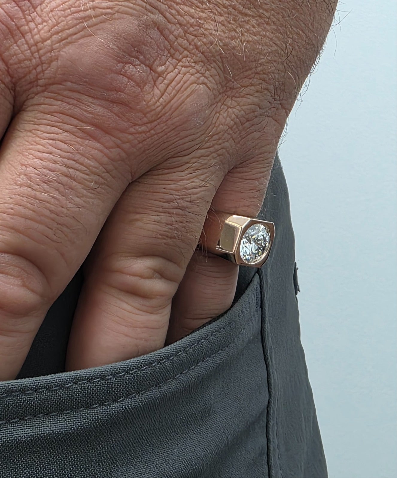 4.00 Ct D VS1 Lab Grown Round Diamond Men's Ring 14k Yellow Gold IGI Certified