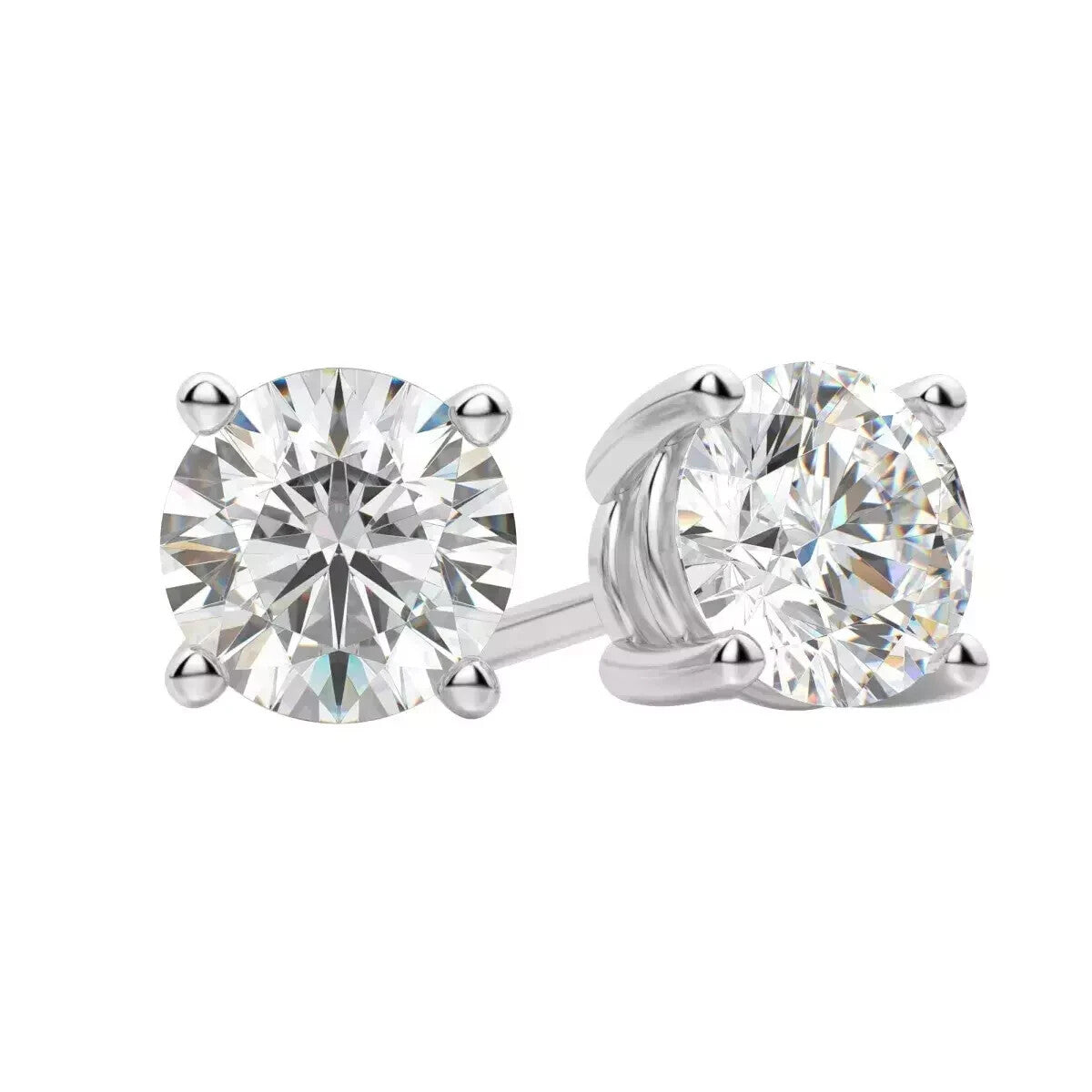 2.00 Ct D VVS2 Round Cut Lab Grown Diamond Stud Earrings 14k White Gold IGI
