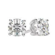 2.00 Ct D VVS2 Round Cut Lab Grown Diamond Stud Earrings 14k White Gold IGI