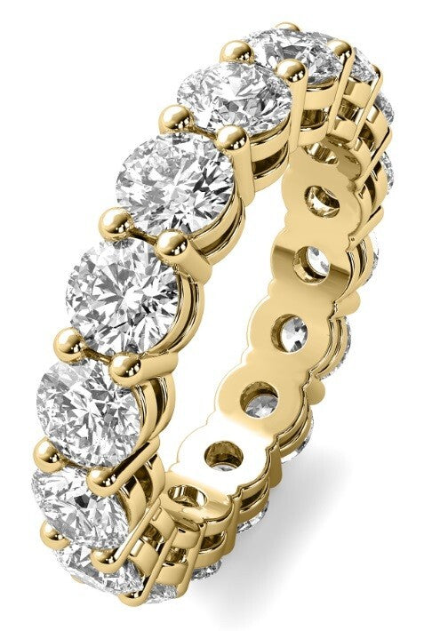 5 Ct Round Lab Grown Diamond Eternity Band Ring 14k Yellow E VS GIA Authenticate