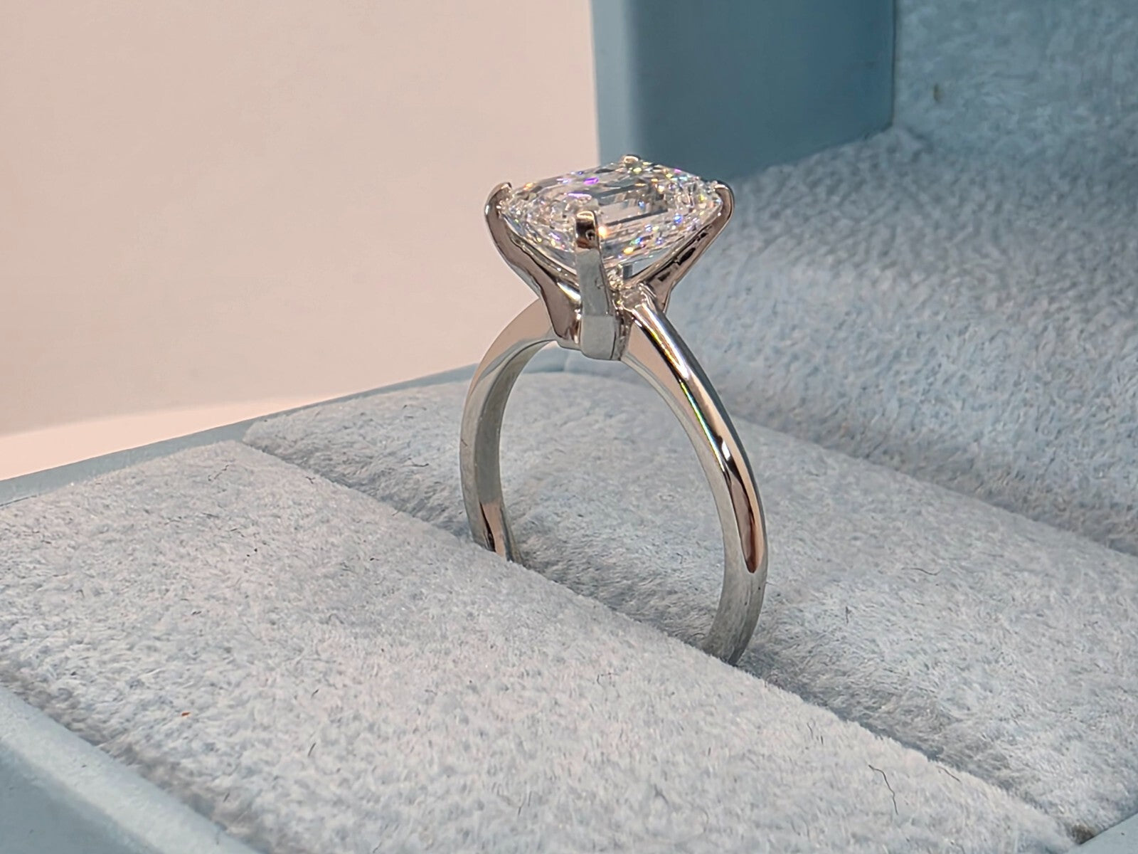 2.00 Carat E VS1 Emerald Cut Lab Grown Diamond Ring IGI Certified 14k White Gold