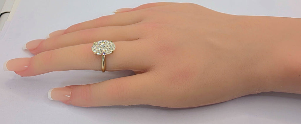 5.00 Ct D VS1 Oval Lab Grown Diamond Ring IGI Certified 14k Yellow Gold