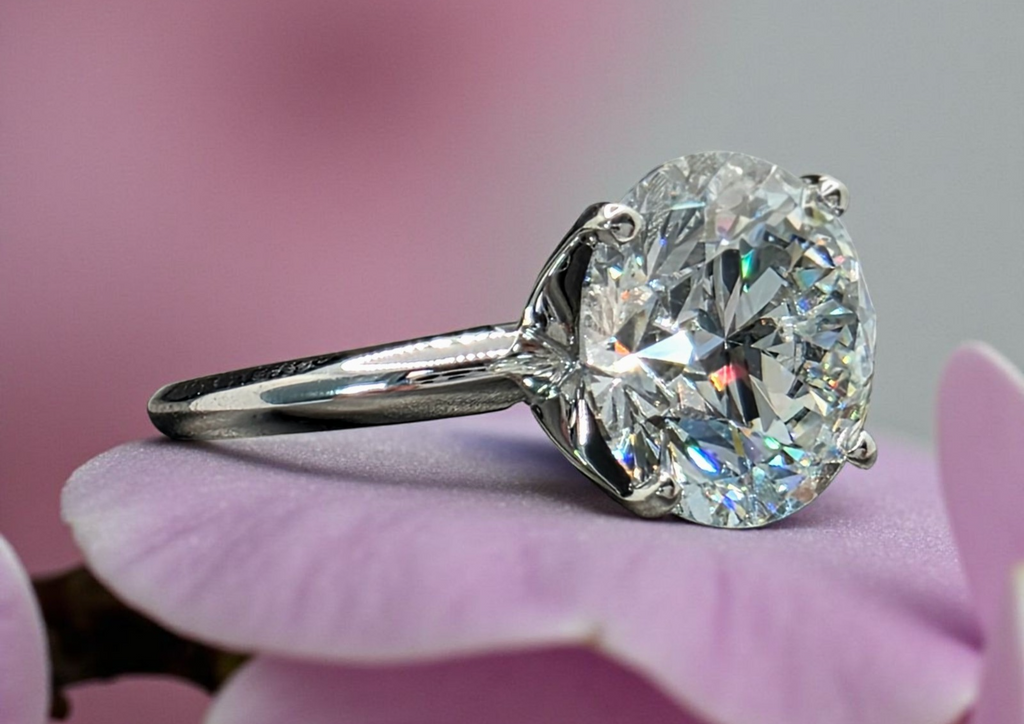 5.00 Ct E VS1 Round Solitaire Platinum Lab Grown Diamond Ring IGI Certified