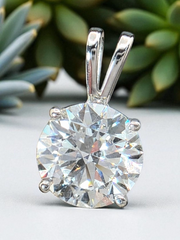 2 Ct D VS1 Round Lab Grown Diamond Pendant 14k White Gold IGI Certified No Chain
