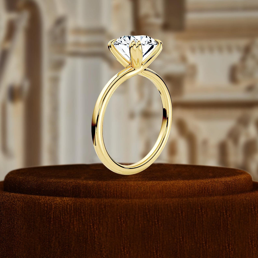 5.00 Ct F VS1 Round Lab Grown Diamond Ring 14k Gold IGI Certified GIA Authentic