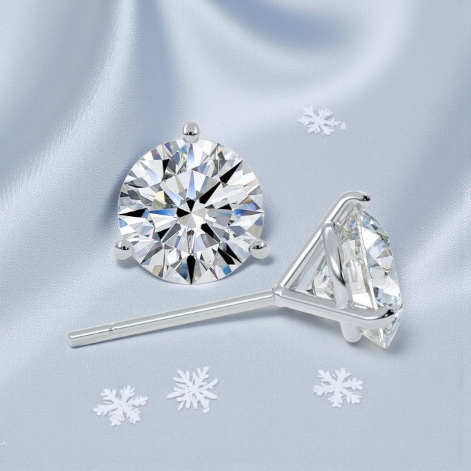 4.00 Ct IGI Certified E VS1 Lab Grown Diamond Stud Earrings 14K White Gold