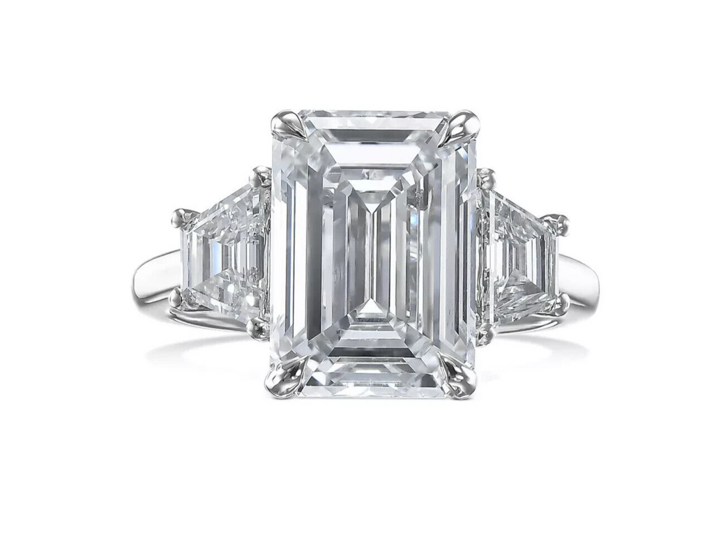 4.75 Ct  Emerald Cut E VVS2 Lab Grown Diamond Ring 18k White IGI Certified