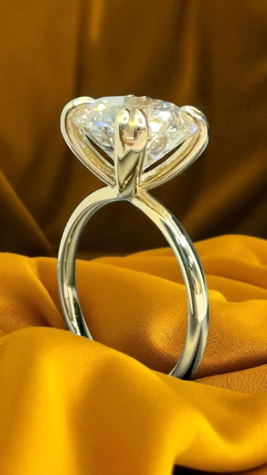 3.00 Ct D VS1 Round Lab Grown Diamond Ring 14k Gold IGI Certified GIA Authentic