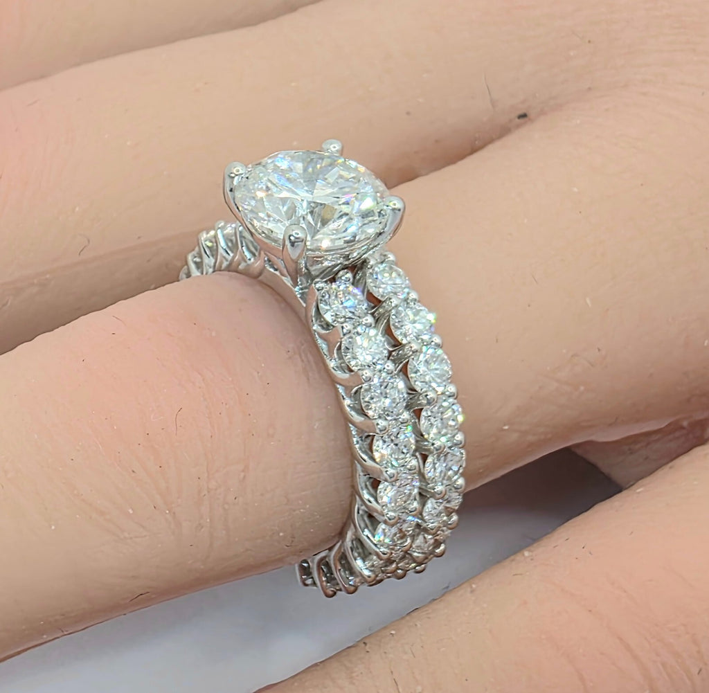 5.68 Ct D VS1 Lab Grown Diamond Engagement Ring With Band IGI Certified Diamond