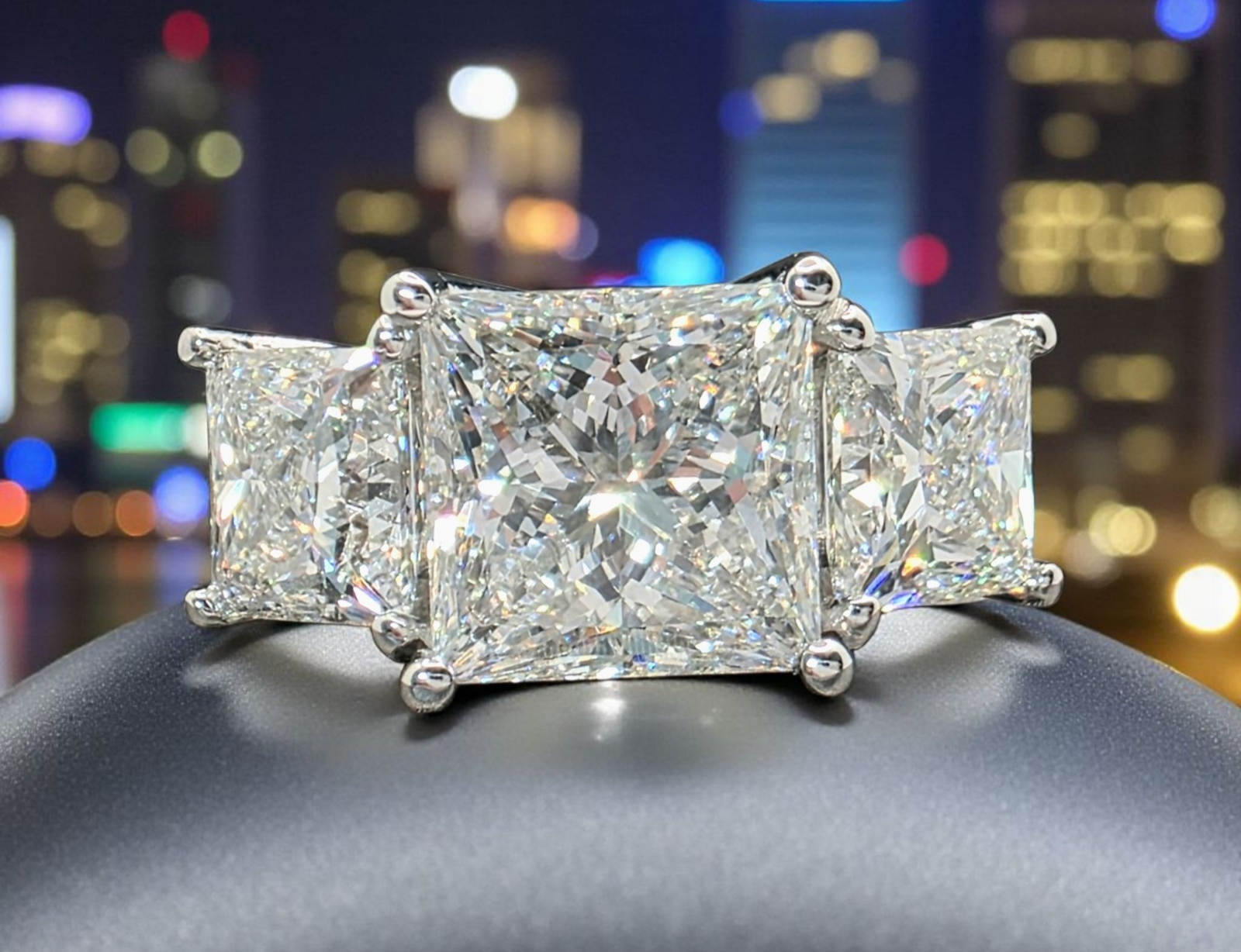 4.00 CT D VVS2 Lab Grown Princess Platinum Diamond Engagement Ring IGI Certified