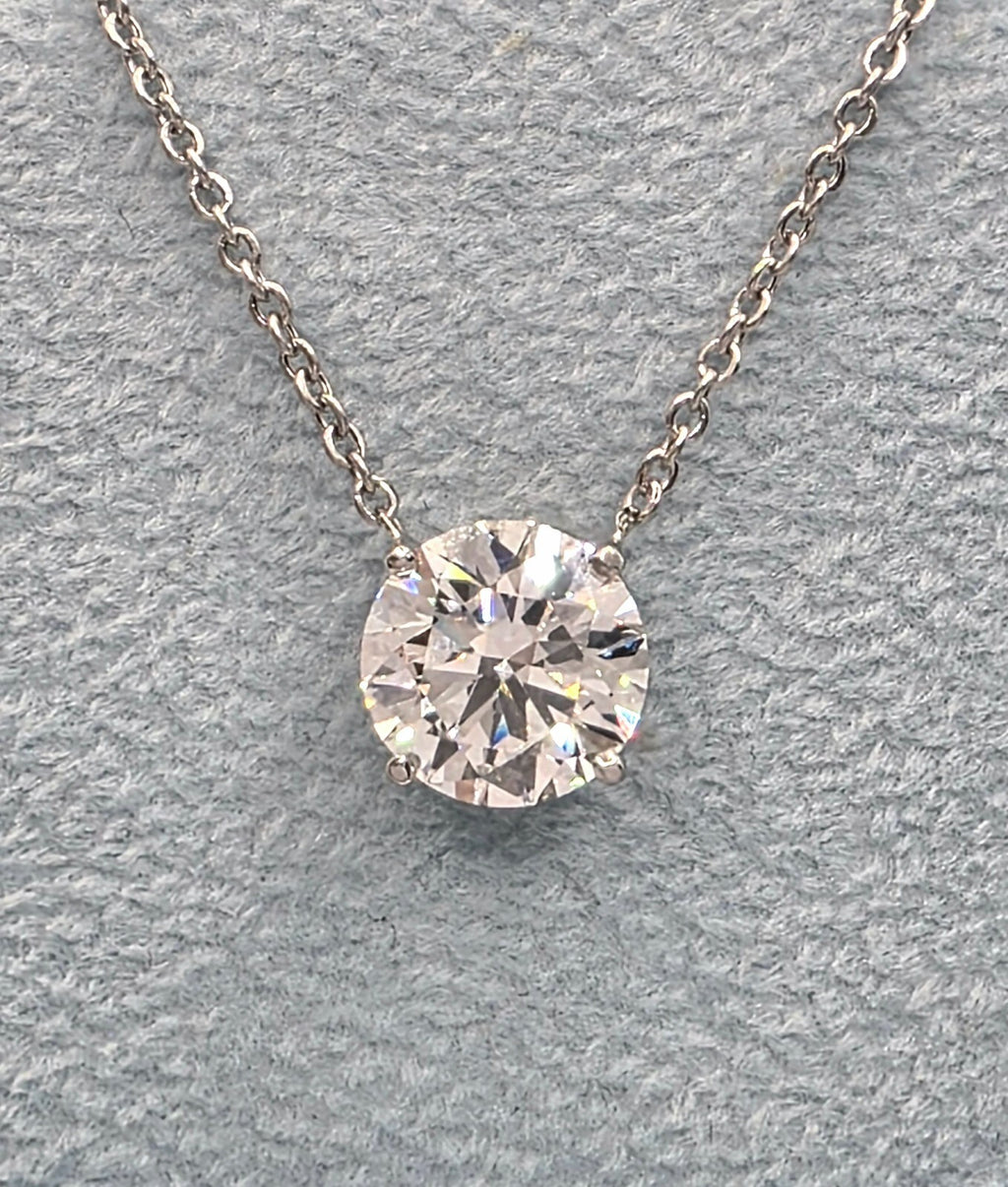 2.00 Ct D VVS2 Round Lab Grown Diamond Pendant 14k White Gold IGI Certified
