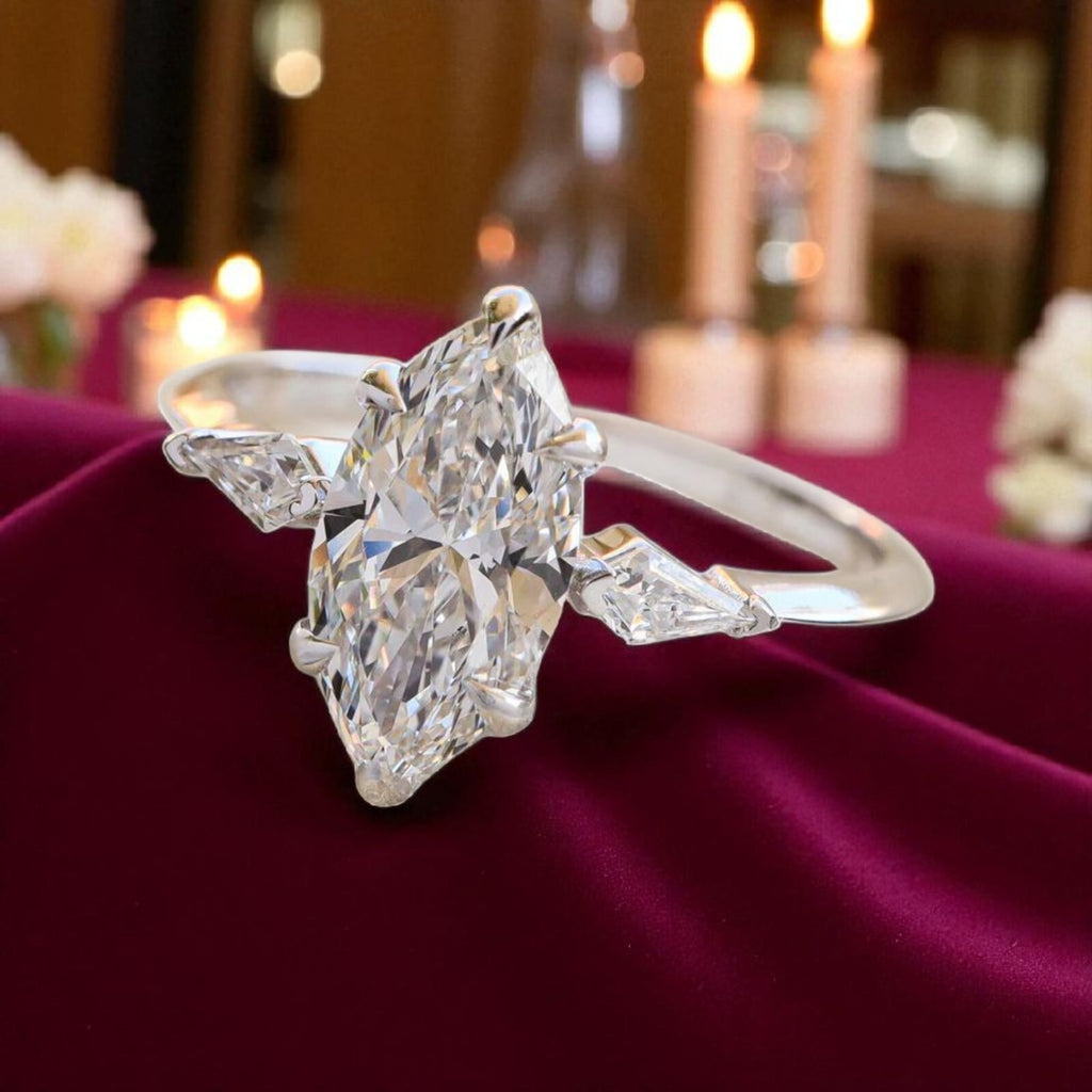2.30 Ct D VS1 IGI Certified Marquise Lab Grown Platinum Diamond Ring