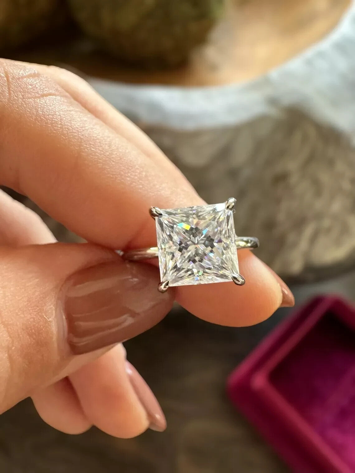 3 Ct F VS2 Princess Cut IGI Certified Lab Grown Diamond Ring 14k Gold