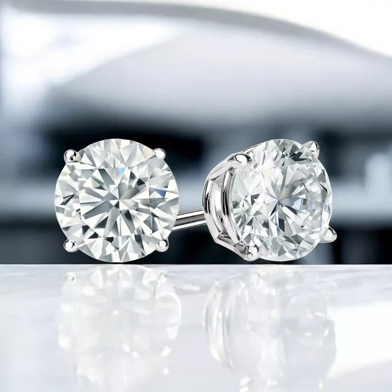 4.00 Ct D VS1 Round 4 Prong Lab Grown Diamond Stud Earrings IGI Certified 14k