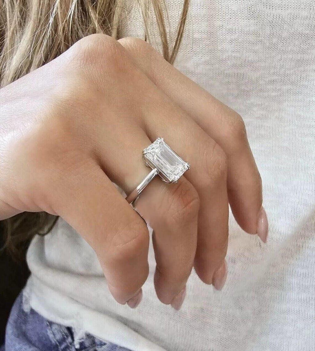 5.01 Ct E VS1 Emerald Cut IGI Certified Lab Grown Diamond Ring Set in Platinum