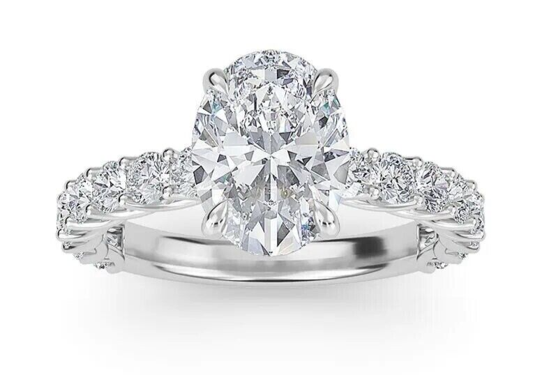 3.25 Carat Oval Diamond Ring Lab Grown Diamond IGI Certified
