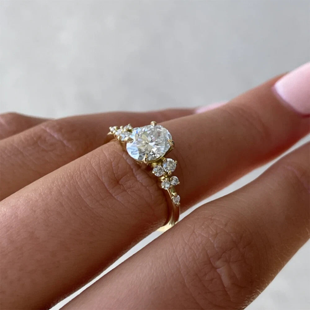 1.20 Ct Oval Lab Grown Diamond Ring IGI Certified D VS1 18k Yellow Gold