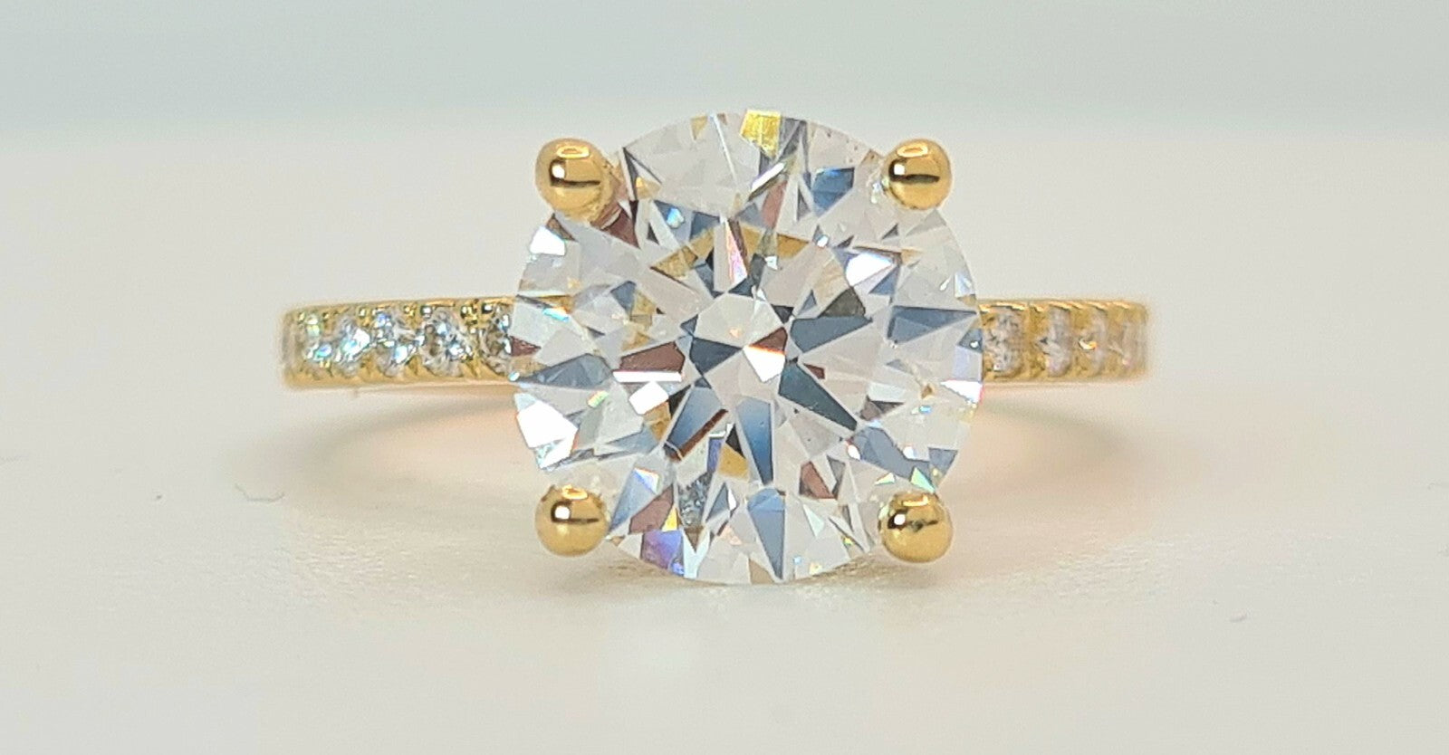 6.43 Ct G VS2 Round Lab Grown Diamond Engagement Ring 14k Yellow IGI Certified