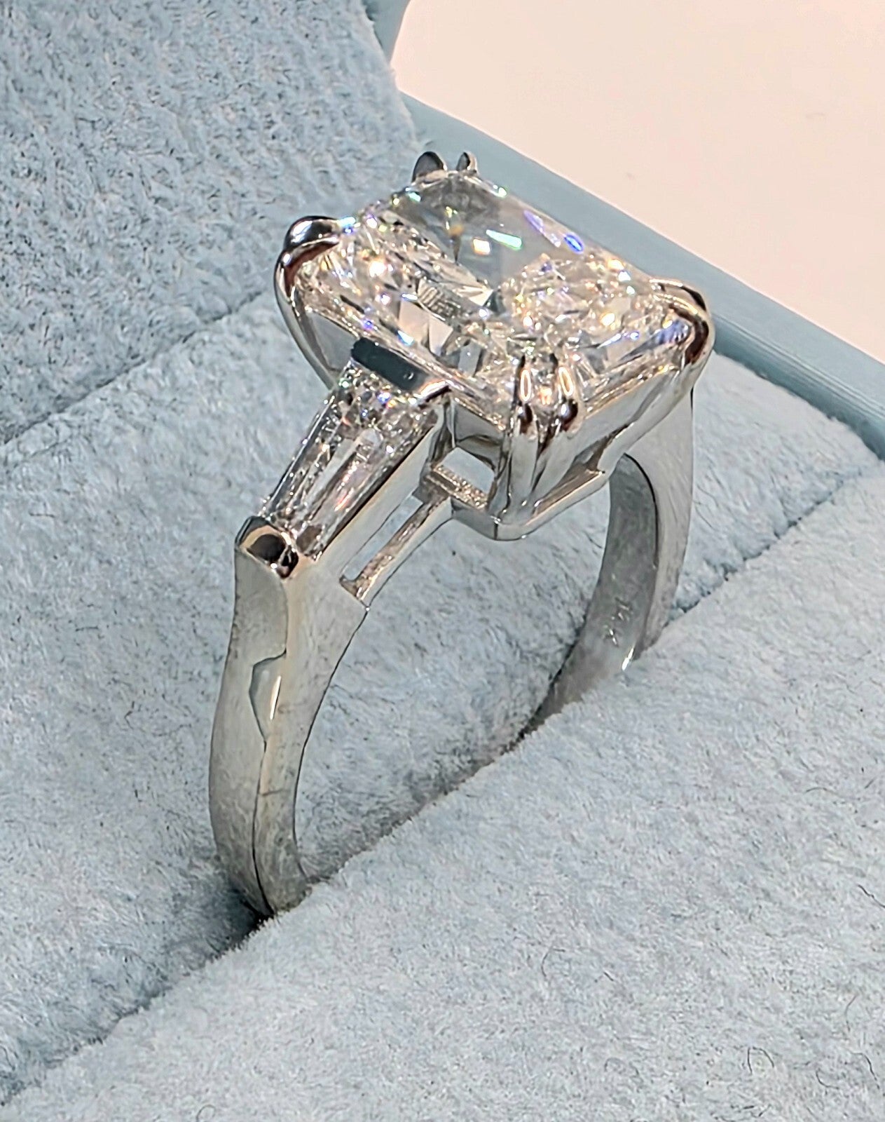 4.70 Ct E VS1 Radiant Lab Grown Diamond Ring IGI Certified Platinum