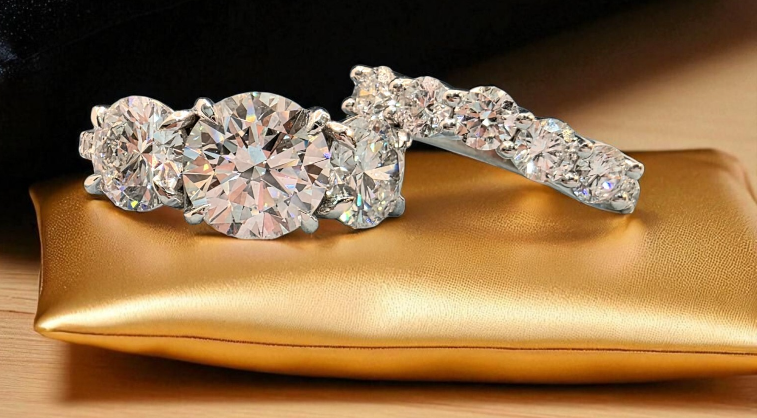 7.60 Ct D VS1 Lab Grown Diamond Ring With Matching Band IGI Certified 14k White