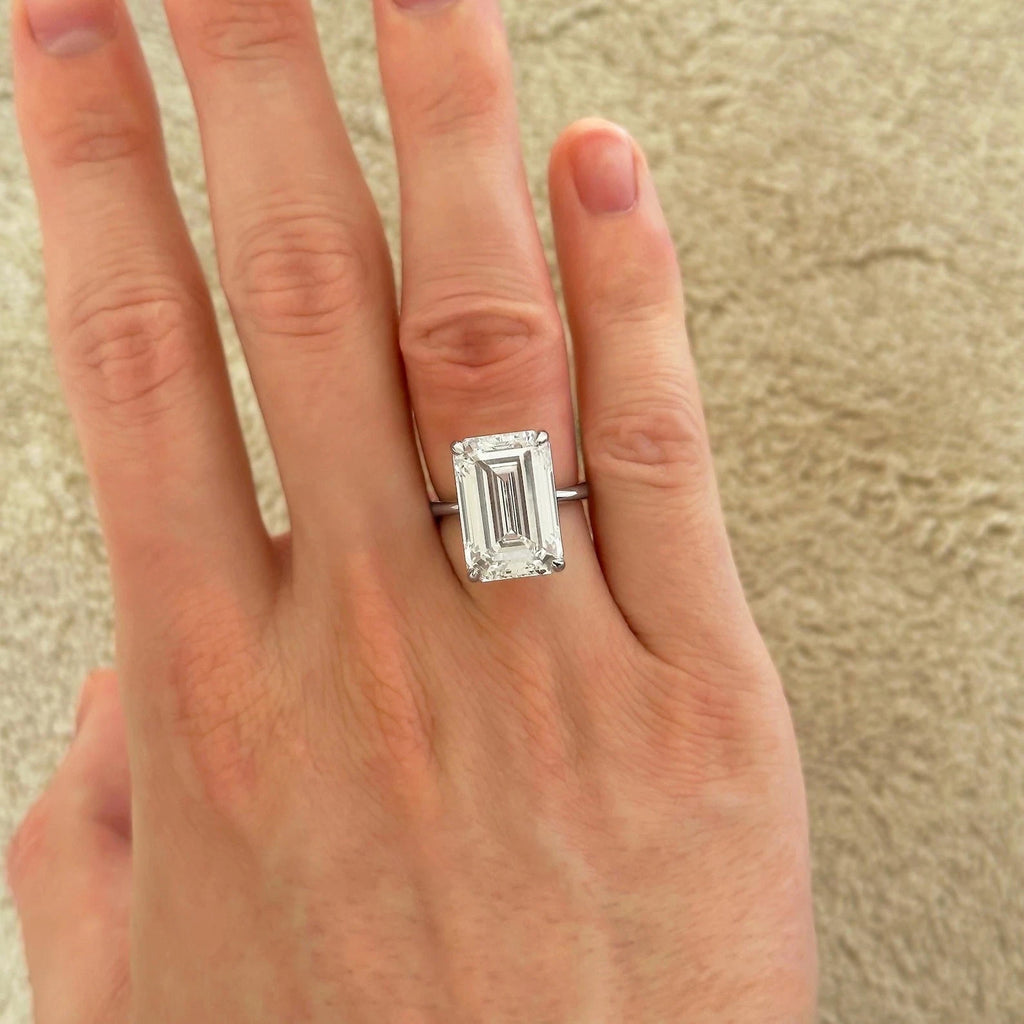 4 Ct IGI Emerald E VS1 Lab Grown Diamond Solitaire Wedding Ring 14k White Gold