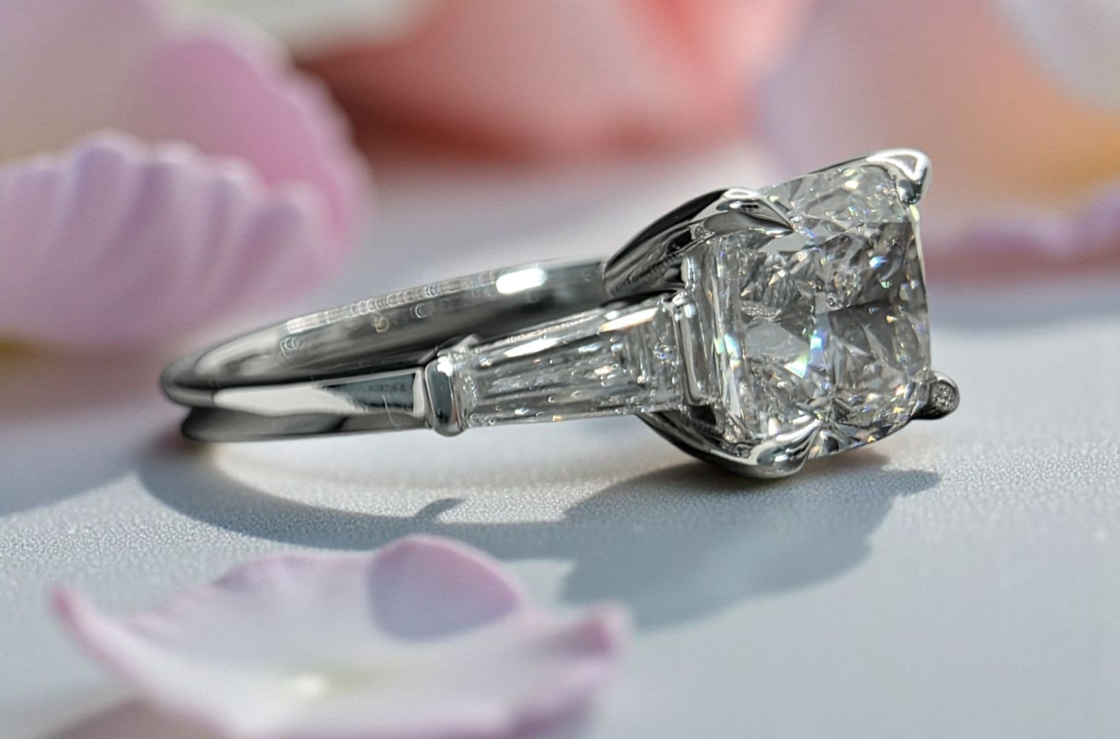 2.40 Ct D VS1 Cushion Lab Grown Diamond Ring 14k White Gold IGI Certified