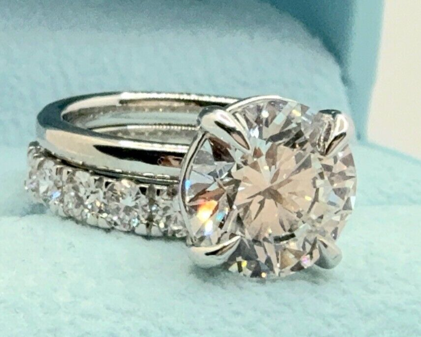 5.50 Ct E VS1 Lab Grown Platinum Diamond Engagement Ring and Band IGI Certified
