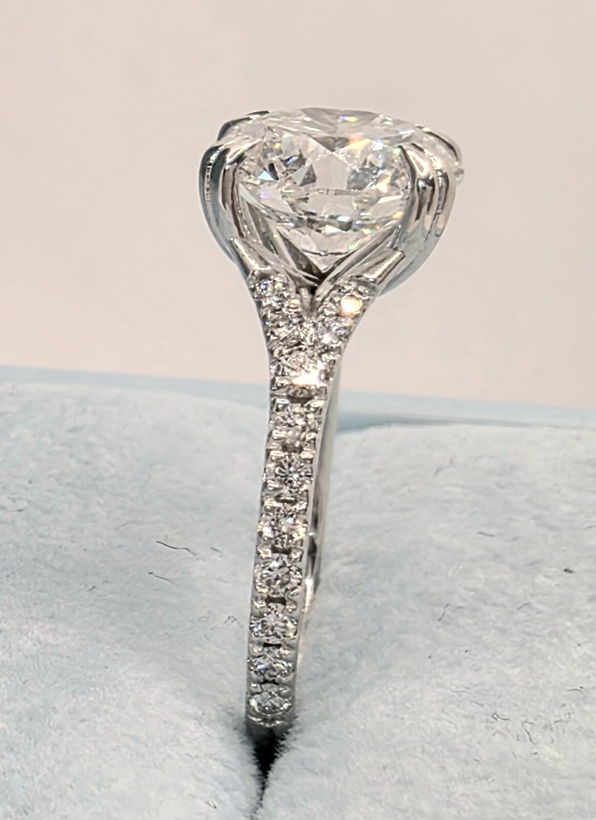 3.50 Ct E VS1 Round Lab Grown Diamond Engagement Ring 14k White IGI Certified