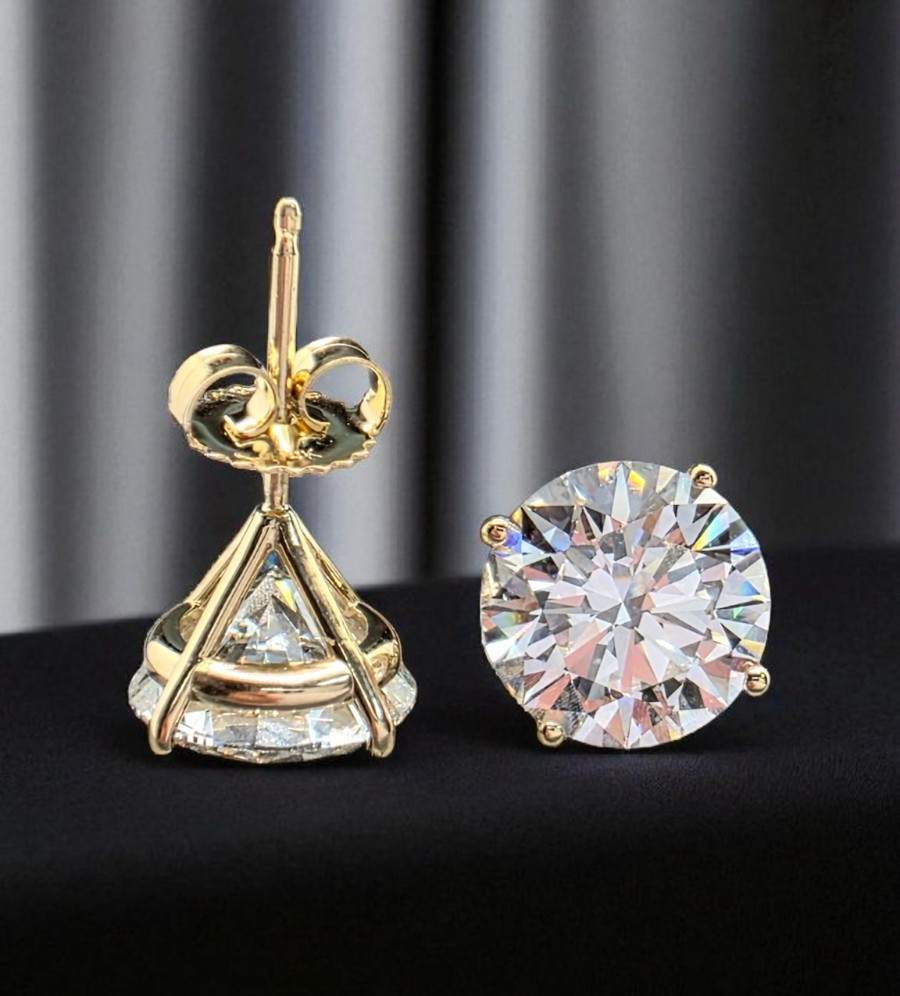 5.00 Ct D VS2 Round Lab Grown Martini Diamond Studs 14k Gold IGI Certified