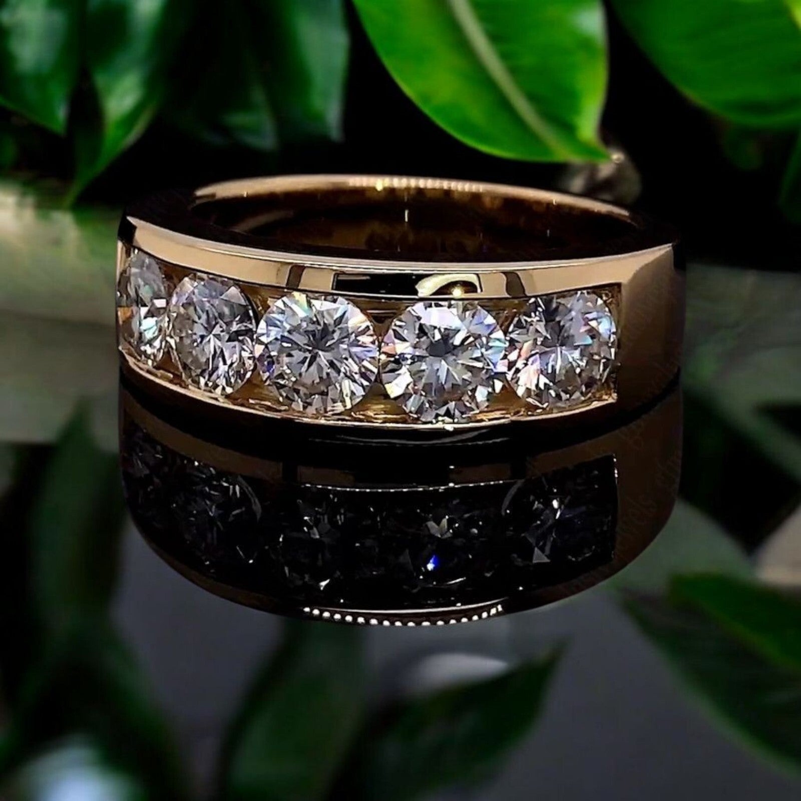 2.50 Ct D VS1 Lab Grown Round Channel Diamond Men's Band 14k Gold IGI Certified