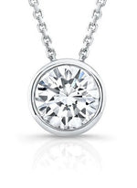 Load image into Gallery viewer, 1.50 Ct Round Lab Grown Diamond Bezel Pendant 14k White Gold IGI Certified