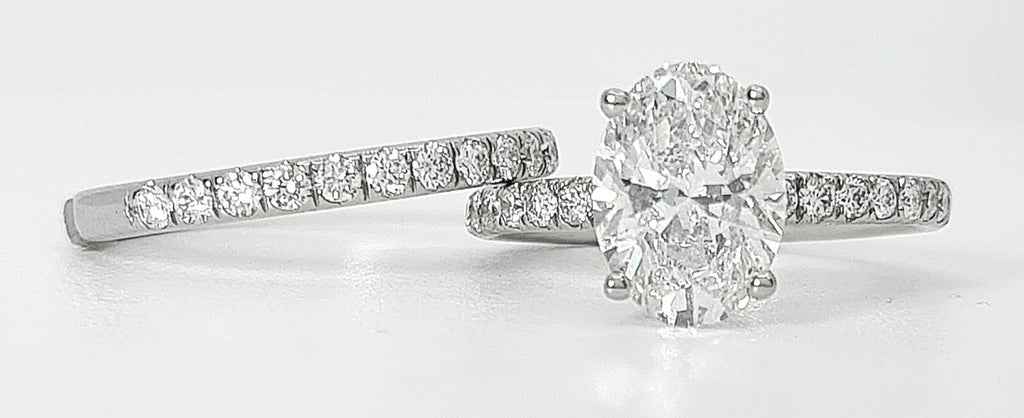 3.00 Ct E VS1 Lab Grown Oval Diamond Ring With Band IGI Certified Diamond