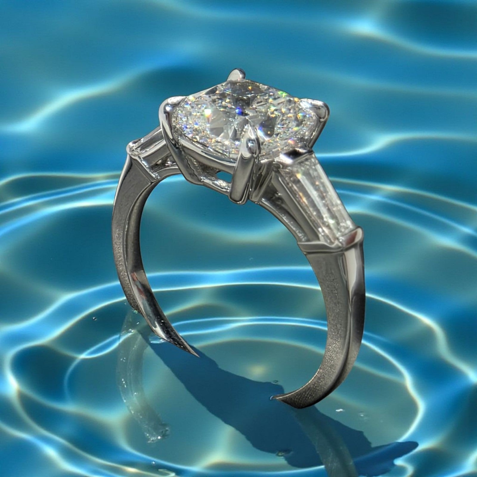 2.40 Ct D VS1 Cushion Lab Grown Diamond Ring 14k White Gold IGI Certified