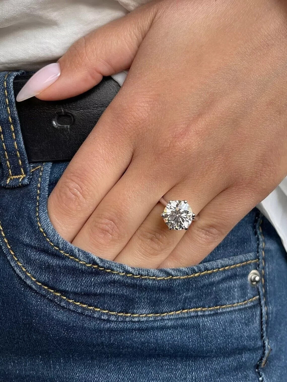 4.05 Ct G VS1 Round Solitaire Lab Grown Platinum Diamond Ring IGI Certified XXX