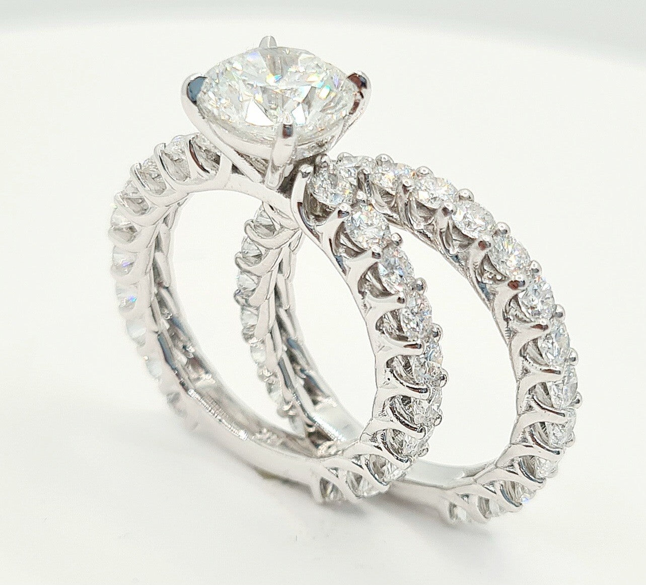 5.68 Ct E VVS2 Lab Grown Diamond Engagement Ring With Band IGI Certified Diamond