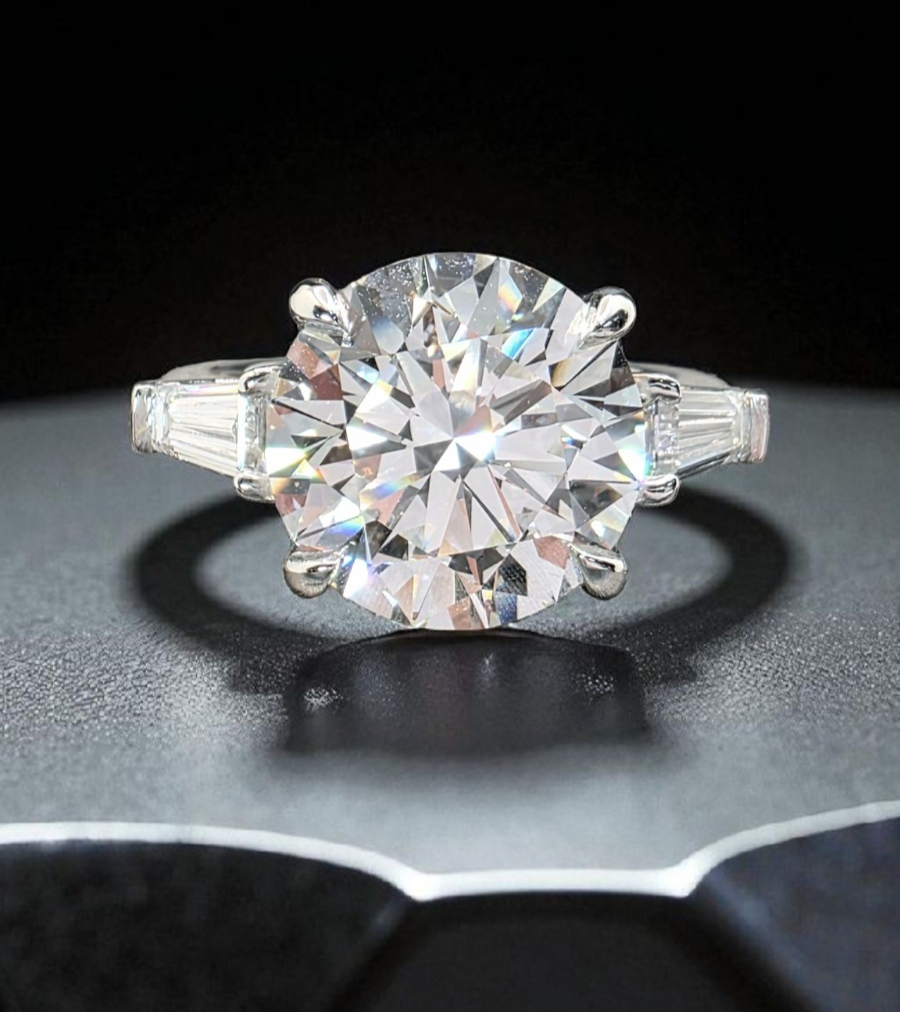 5.60 Ct E VS1  IGI Lab Grown Round Diamond Engagement Ring Round 950 Platinum