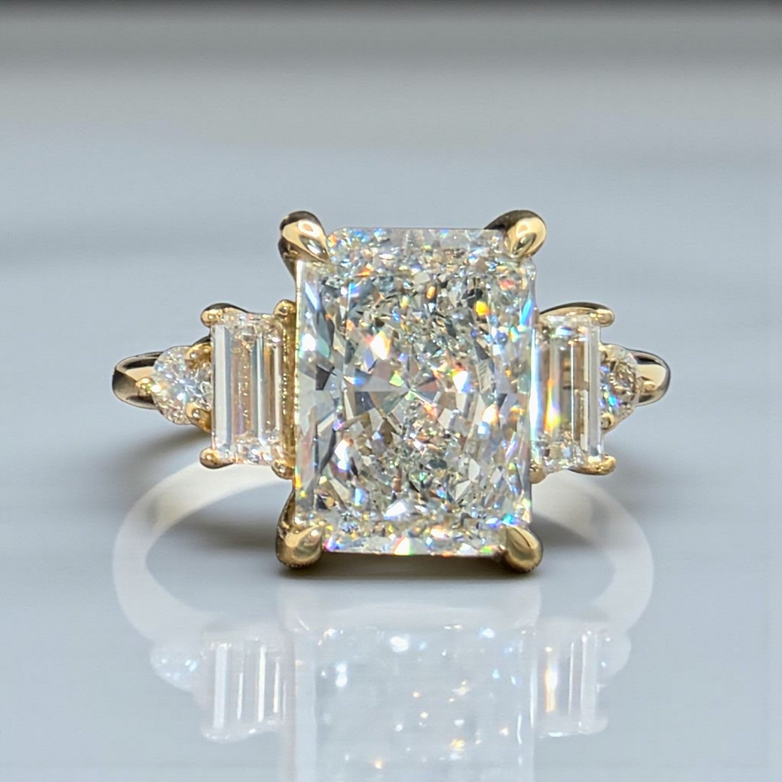 2.30 Ct Radiant E VS1 14k Yellow Lab Grown Diamond Ring IGI Certified