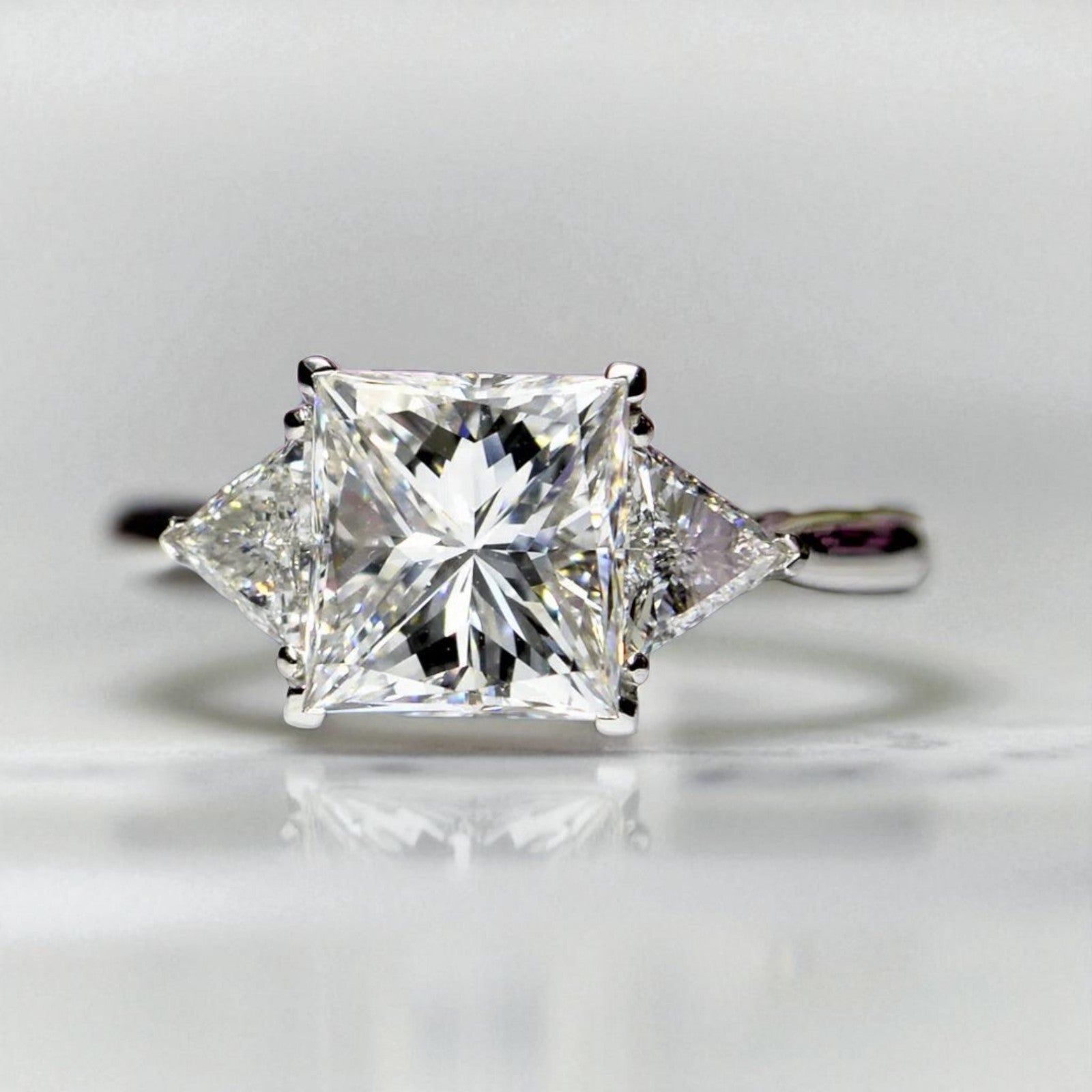 2.40 Ct D VS1 Princess Cut Lab Grown Diamond Ring IGI Certified Platinum GIA