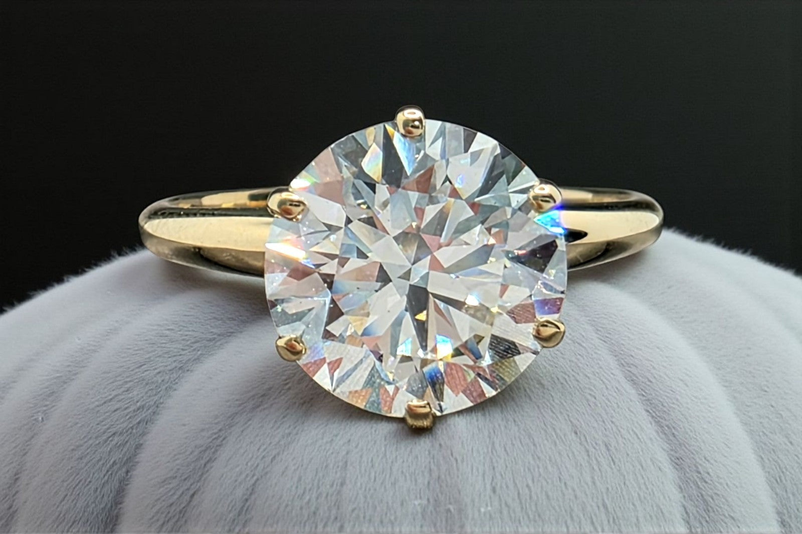 3.50 Ct F VS1 Round Solitaire 14k Yellow Lab Grown Diamond Ring IGI Certified