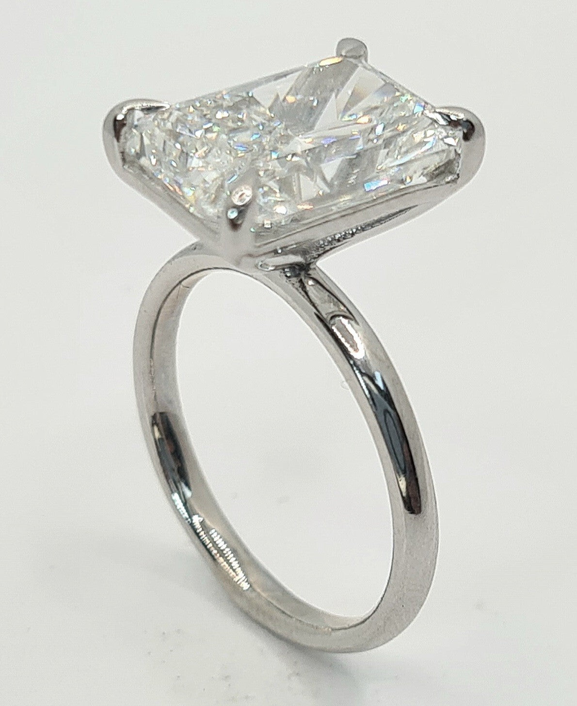 5.00 Carat E VS1 Platinum Radiant Cut Lab Grown Diamond Ring IGI Certified Sz 9
