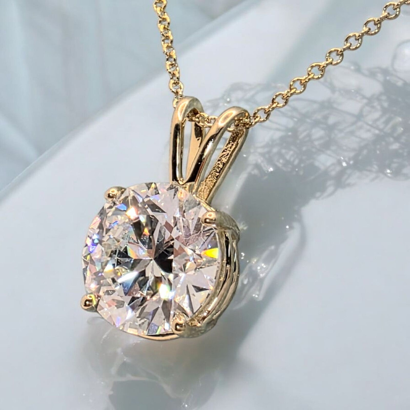 3.00 Ct D VS1 Lab Grown Diamond Solitaire Pendant 14k with Chain IGI Certified