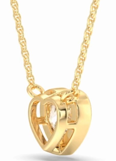 1.00 Ct Heart Shape D VS1 Lab Grown Diamond Bezel Pendant 14k Yellow Gold IGI