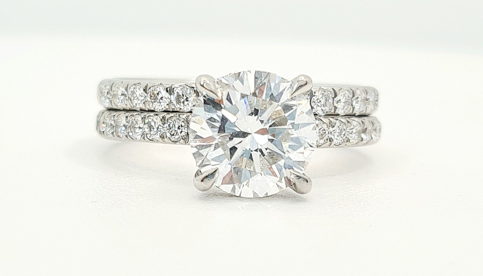 3.00 Ct E VS1 Lab Grown Diamond Engagement Ring With Band IGI Certified Diamond