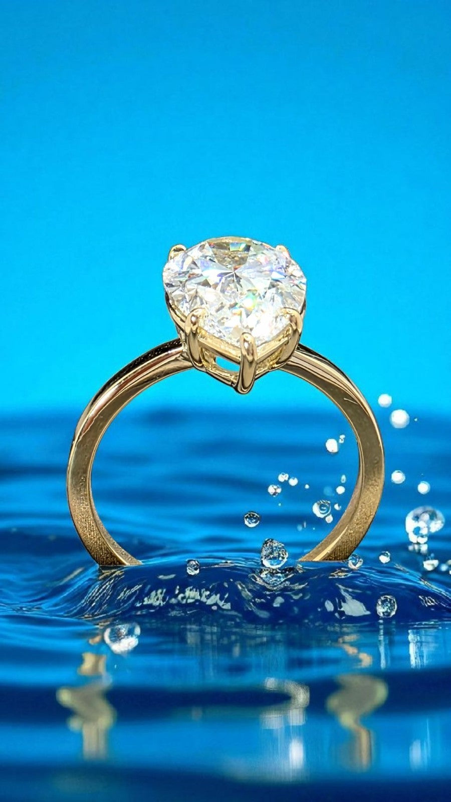 3.00 Ct D VS1 Pear Shaped Lab Grown Diamond Engagement Ring Set in 14k Gold