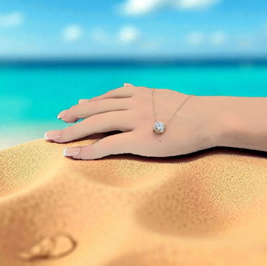 3.00 Ct D VS1 Round Lab Grown Diamond Pendant 14k Rose Gold IGI Certified