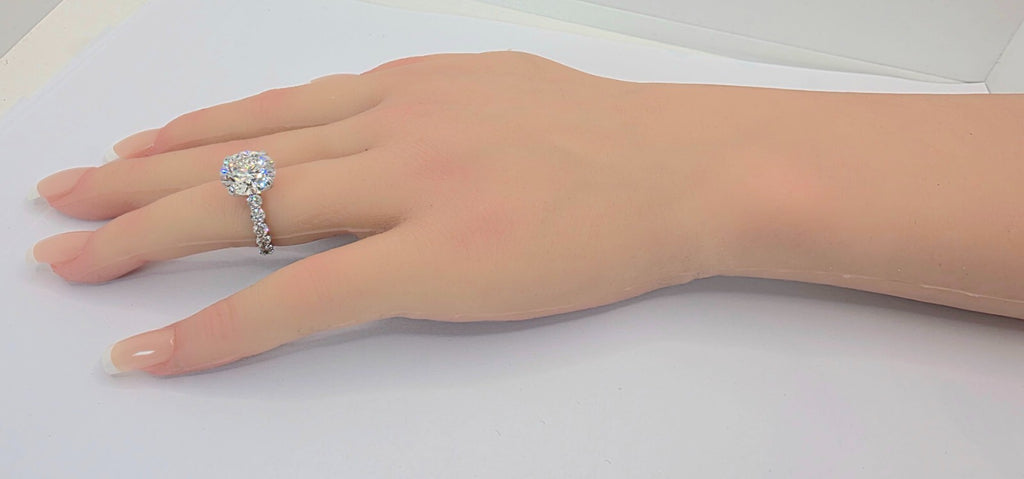 4.60 Ct F VS1 Round Diamond Engagement Ring IGI Certified Lab Grown 14k White