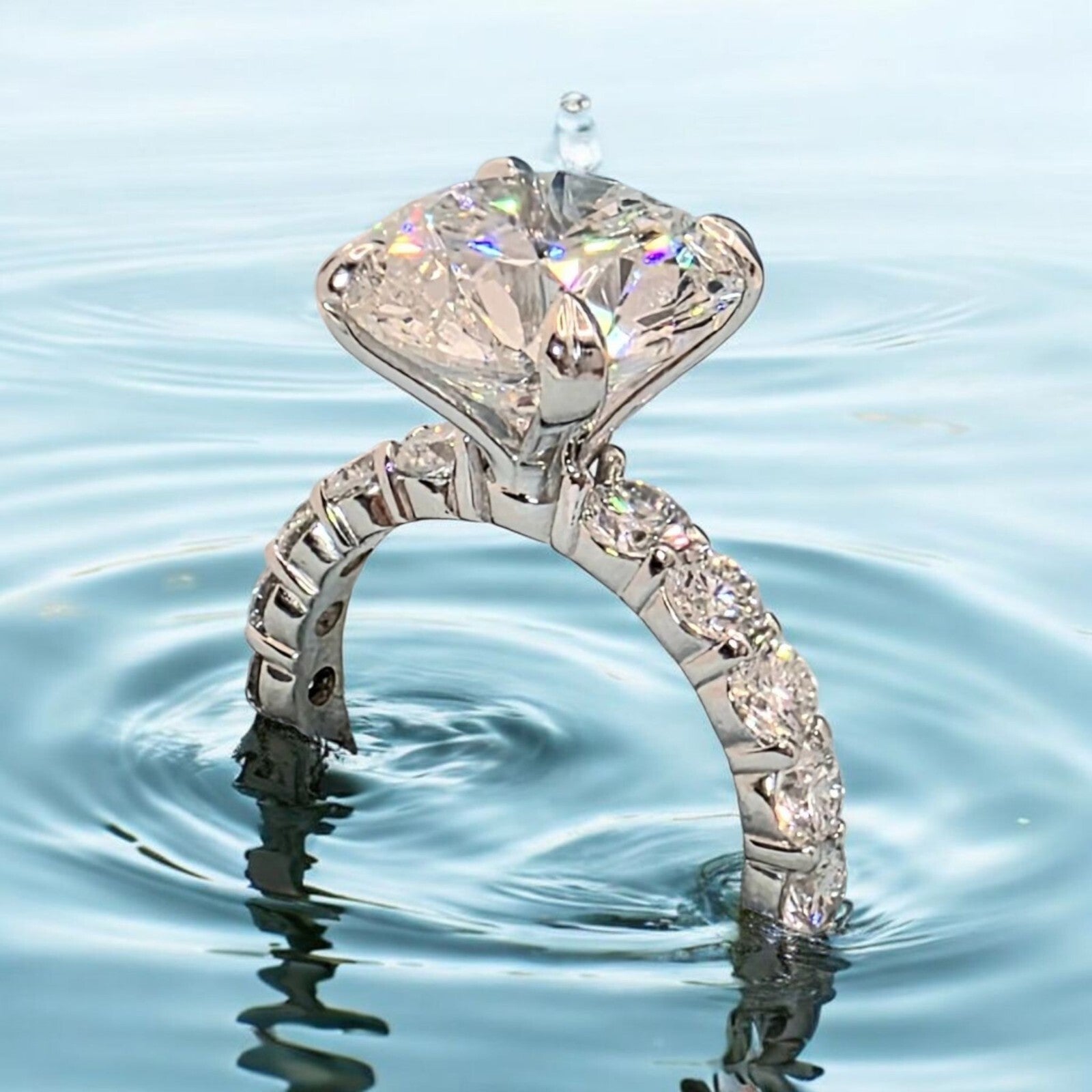 5.60 Ct D VS1 Round Diamond Engagement Ring IGI Certified Lab Grown Platinum