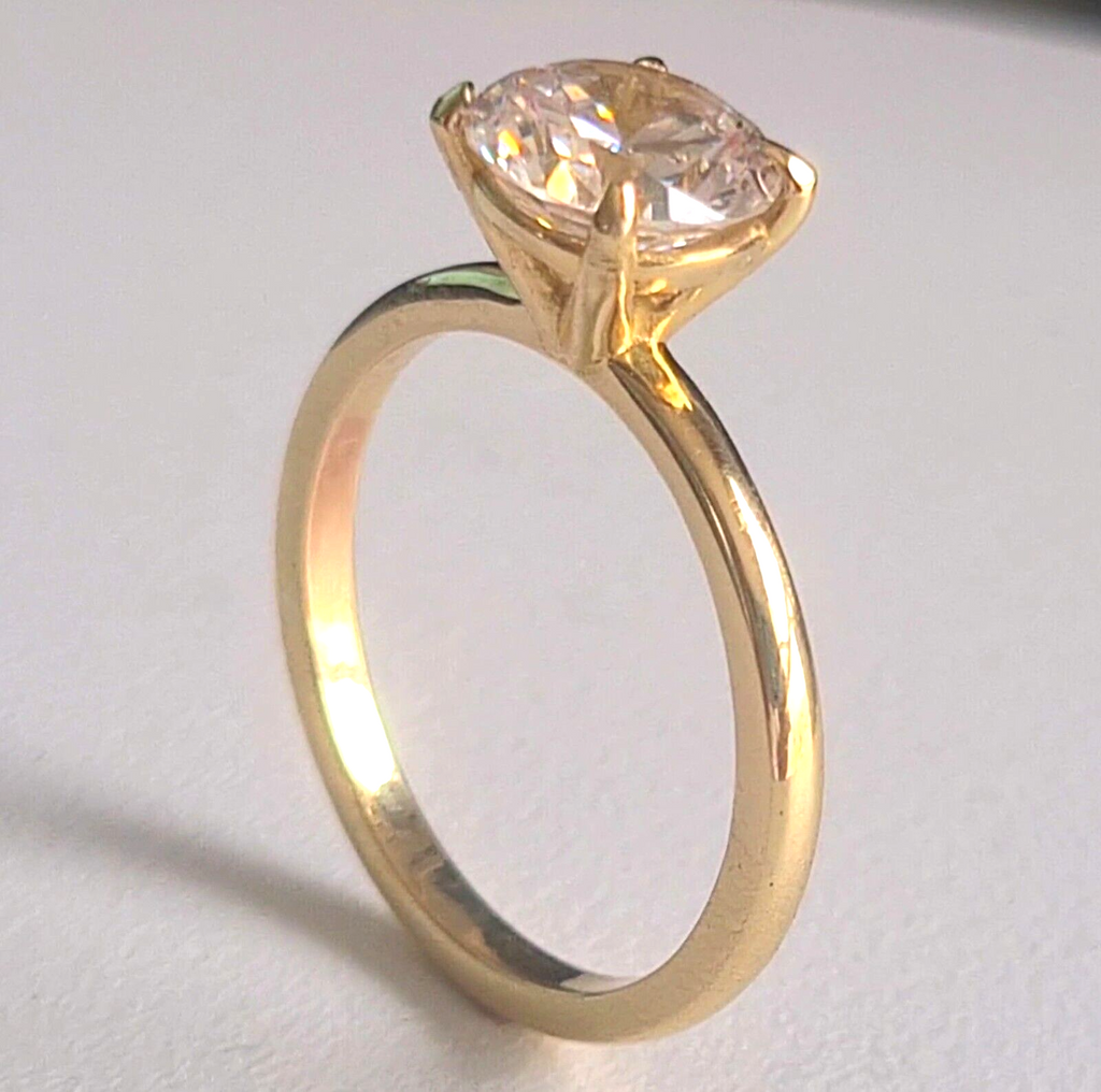 2.00 Ct F VS2 Round Solitaire 14k Yellow Lab Grown Diamond Ring IGI Certified