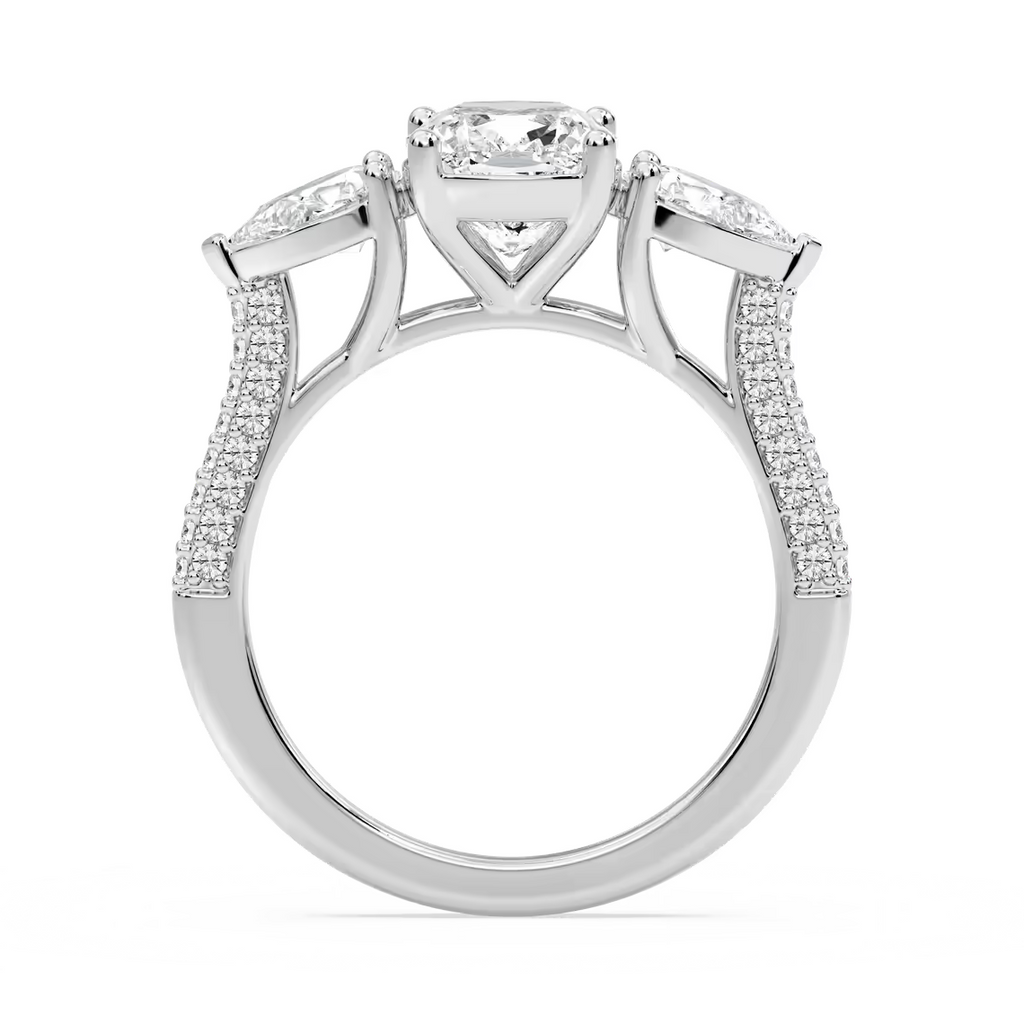 4.18 Ct E VS1 Cushion Lab Grown Diamond Ring 14k White Gold IGI Certified